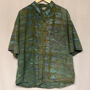 Island Man Hawaiian Shirt‎ - Mens XL 100% Cotton Green